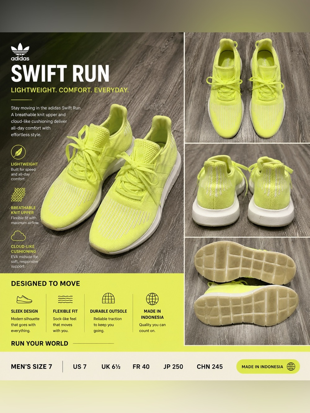 adidas Neon Yellow Athletic Running Shoes